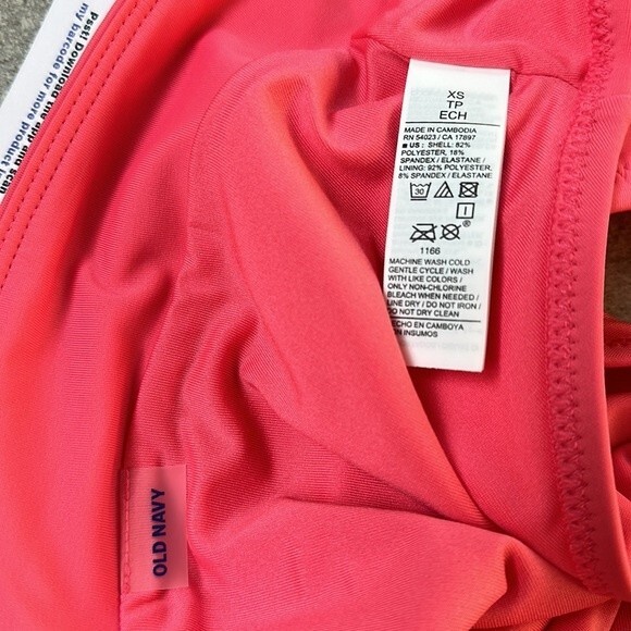 NWT Old Navy Cross-Front High-Waisted Bikini Swim Bottoms Coral Pink XS 0/2 - Picture 8 of 9